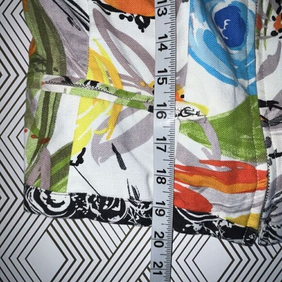 Peter Nygard Jacket Wmns Sz 4P Linen Blend Abstract Floral Multi Color Full Zip - Picture 8 of 8